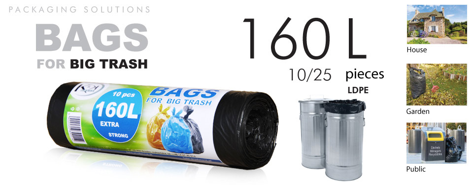 Bags for trash with a capacity of 160